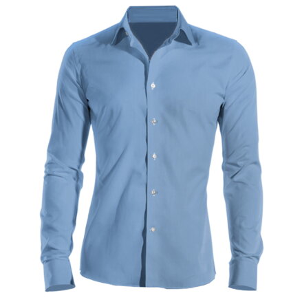 Firemná košeľa pánska modrá dlhý rukáv 100 % bavlna s úpravou pre ľahké žehlenie
