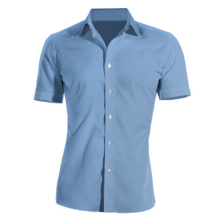 Firemní košile pánská modrá krátký rukáv 100 % bavlna s úpravou pro snadné žehlení