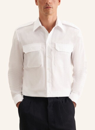 Pánska pilotka regular fit s dlhým rukávom v bielej farbe Seidensticker