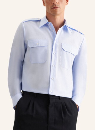 Pánska pilotka regular fit s dlhým rukávom v modrej farbe Seidensticker