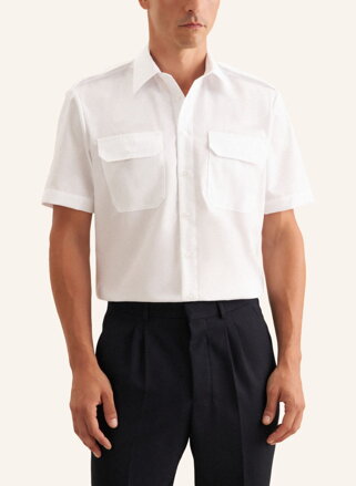 Pánska pilotka regular fit s krátkym rukávom v bielej farbe Seidensticker