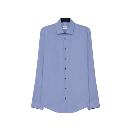 Obchodné košele slim fit s kockovým vzorom v modrej farbe