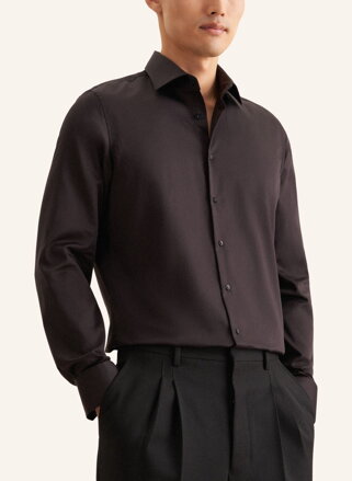 Seidensticker luxusná pánska čierna Shaped fit košeľa Cover Easy Care satén