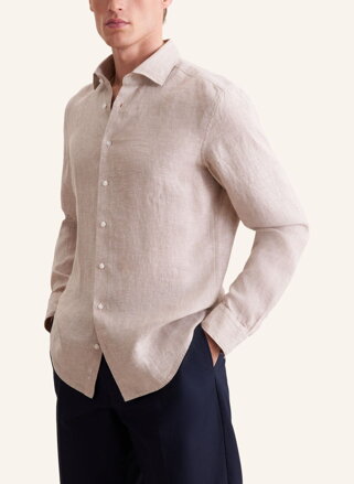 Ľanová béžová pánska košeľa Slim fit Seidensticker