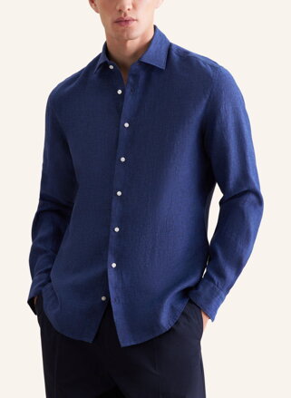 Ľanová modrá pánska košeľa Slim fit Seidensticker