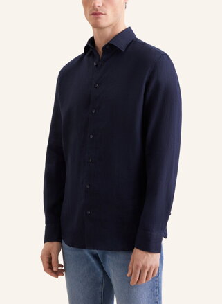 Ľanová modrá Navy pánska košeľa Slim fit Seidensticker