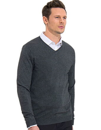Pánsky pletený Slim fit pulóver do V Sol's