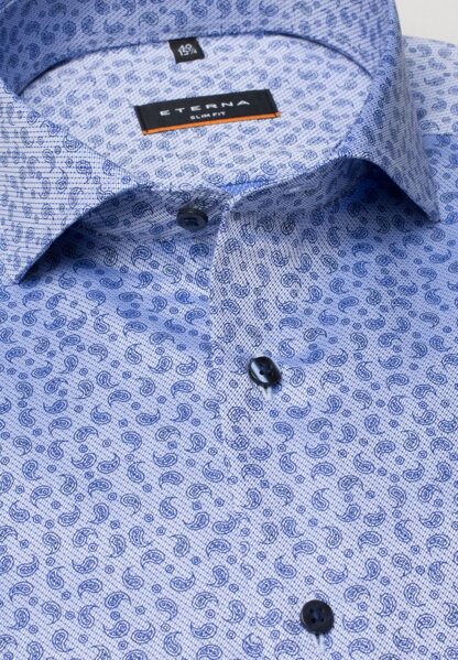 Pánska košeľa ETERNA Modern Fit orientálny vzor Paisley svetlomodrá Non Iron
