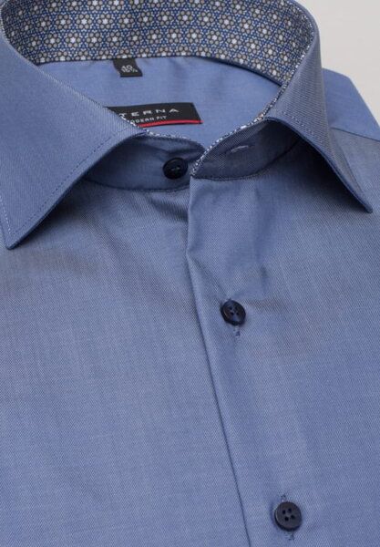 Pánska modrá košeľa s dlhým rukávom ETERNA Modern Fit golier Kent Non Iron