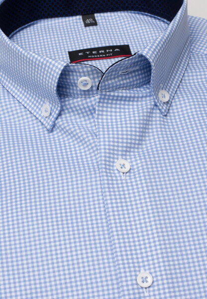 Sportovně elegantní pánská kostkovaná košile ETERNA Modern fit 100% bavlna non iron jemný rypsový kepr