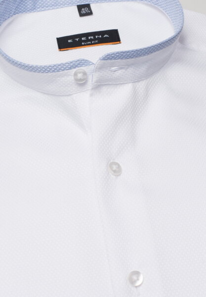 ETERNA pánska košeľa Slim fit Mandarin golier biela so svetlo modrým kontrastom Non Iron
