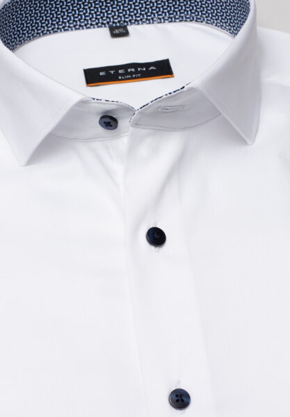 ETERNA Slim Fit pánska strečová košeľa pre športovcov biela s kontrastom