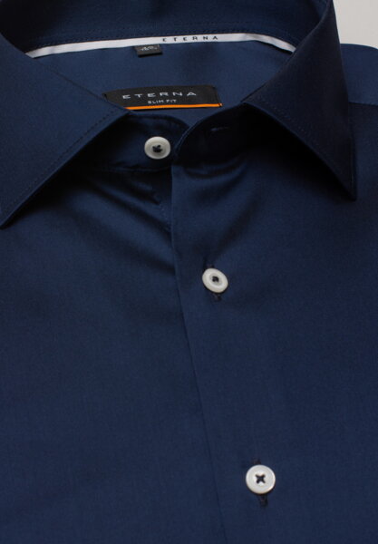 ETERNA Slim Fit pánska strečová košeľa formálna tmavo modrá marina Easy Care