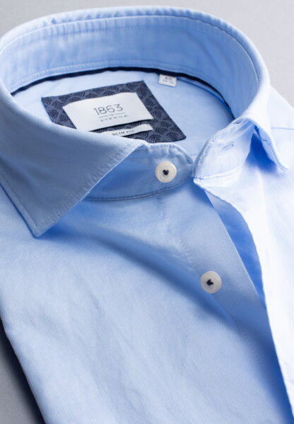 1863 BY ETERNA luxusná pánska košeľa modrá ETERNA Slim Fit super soft Easy Care