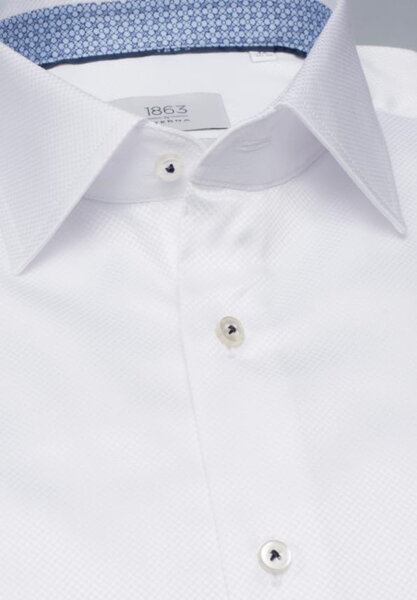 1863 BY ETERNA luxusná biela košeľa s modrým kontrastom Slim Fit Non Iron