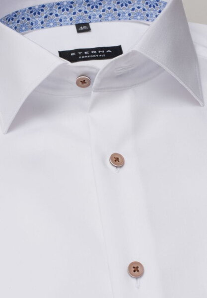 ETERNA Slim Fit unikátna umývateľná biela košeľa s kontrastom rypsový keper Non Iron Lotus