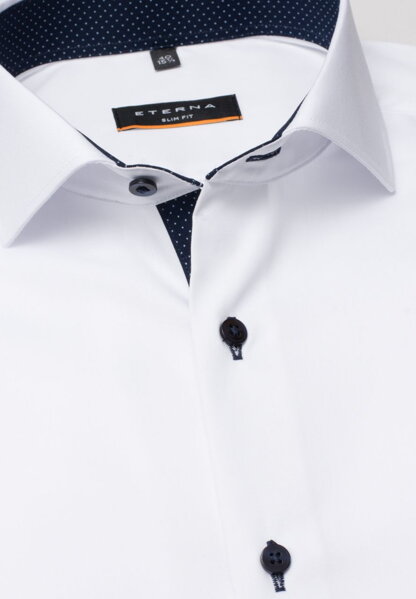 Pánska košeľa ETERNA Slim Fit Royal Oxford biela s modrým kontrastom Non Iron