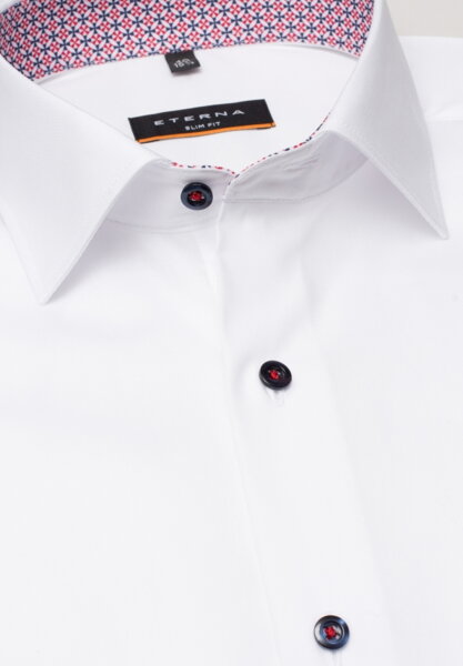 Moderná biela košeľa ETERNA Slim Fit s kontrastom stretch nežehlivá bavlna