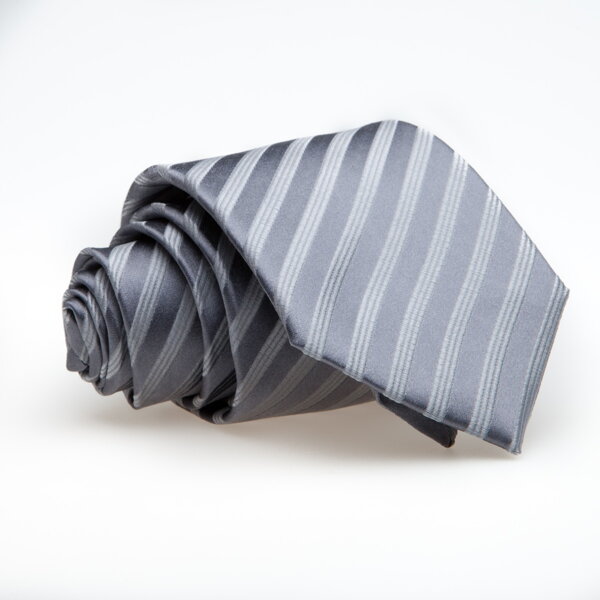 Svadobná kravata z hodvábu sivá so strieborným prúžkom