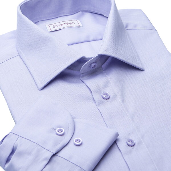 SmartMen jednofarebná košeľa dlhy rukáv fialová