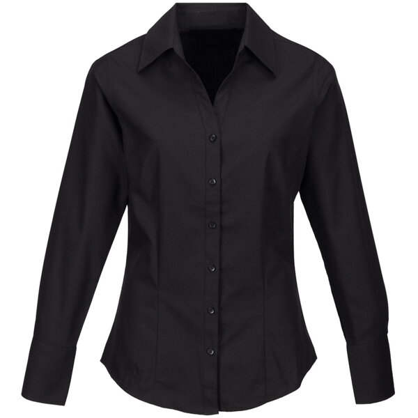 Pracovná košeľa dámska čierna dlhý rukáv 100 % bavlna s úpravou pre ľahké žehlenie