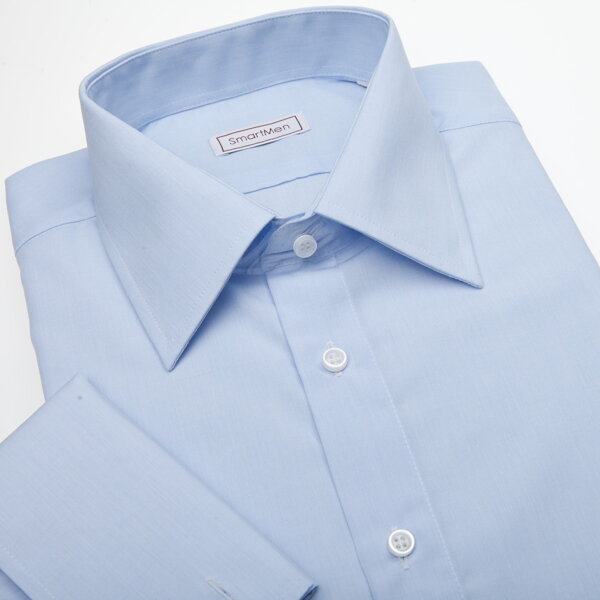SmartMen spoločenská modrá košeľa s manžetovými gombíkmi Easy-care Slim fit 41