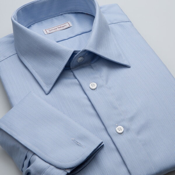 SmartMen luxusná pánska košeľa nebesky modrá na manžetové gombíky Slim fit