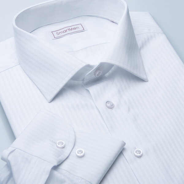 SmartMen pánska košeľa biela Elegancia prúžok Slim fit