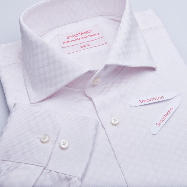 SmartMen pánska košeľa károvaná - široko rozovretý golier Regular fit