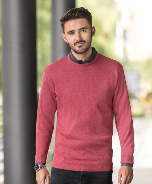 Pánsky pletený sveter s okrúhlym výstrihom bavlna & akryl