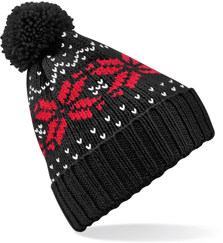 Dámská čepice s bambulí Fair Isle Snowstar Beechfield Dámská čepice s bambulí Fair Isle Snowstar Beechfield