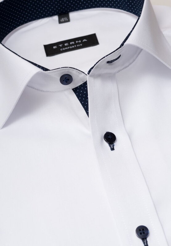 Pánska košeľa ETERNA Comfort Fit Royal Oxford biela s modrým kontrastom Non Iron
