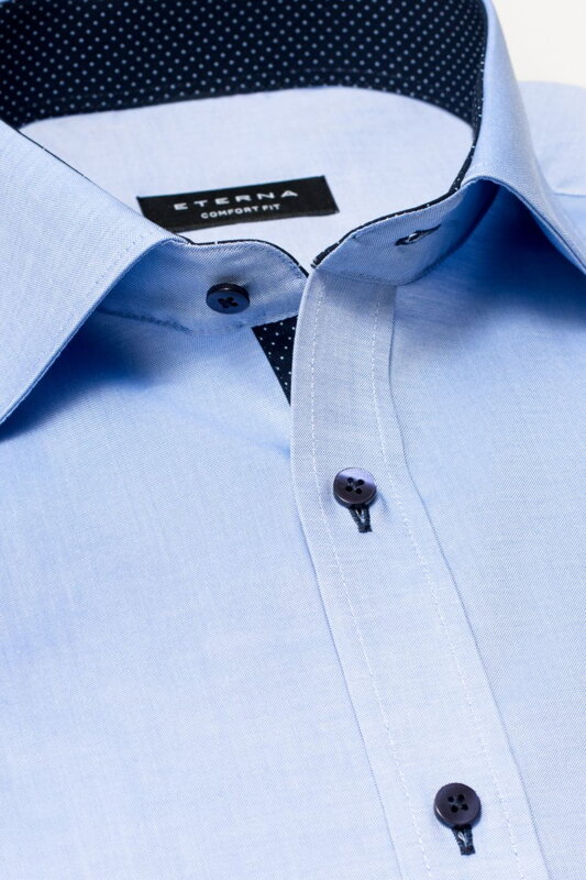 Pánska košeľa ETERNA Comfort Fit Royal Oxford modrá s navy kontrastom Non Iron - predľžený rukáv 68 cm