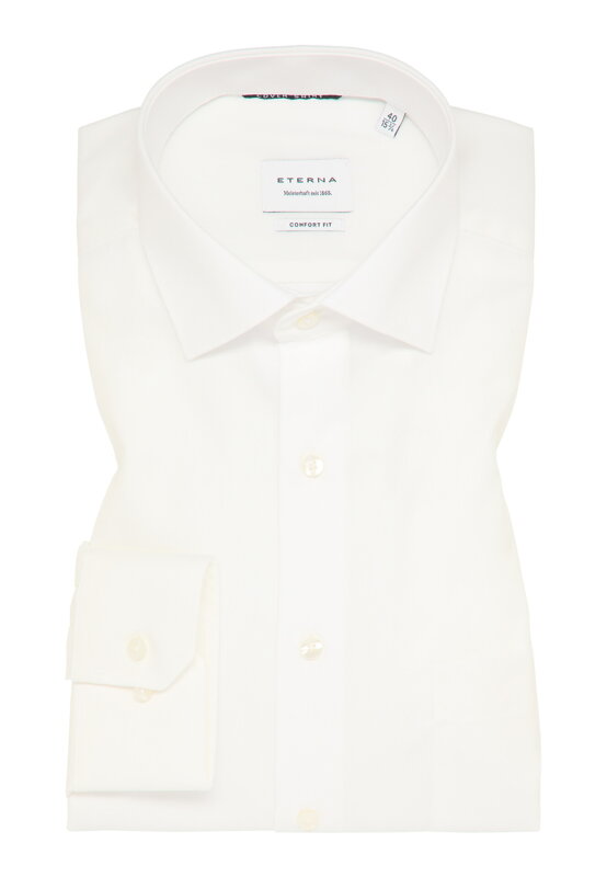 Nepriehľadná smotanová nežehlivá keprová košeľa ETERNA Comfort fit Non iron