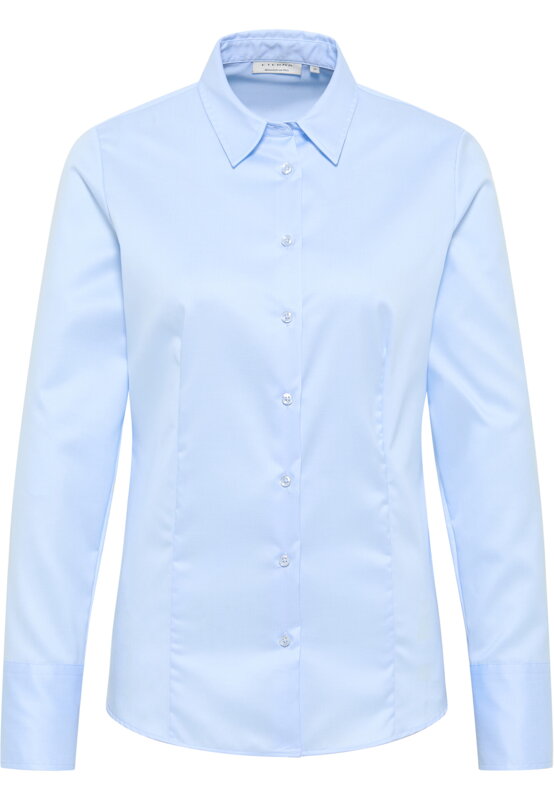 ETERNA Regular dámska svetlo modrá cover blúzka dlhý rukáv rypsový keper 100% bavlna Non Iron