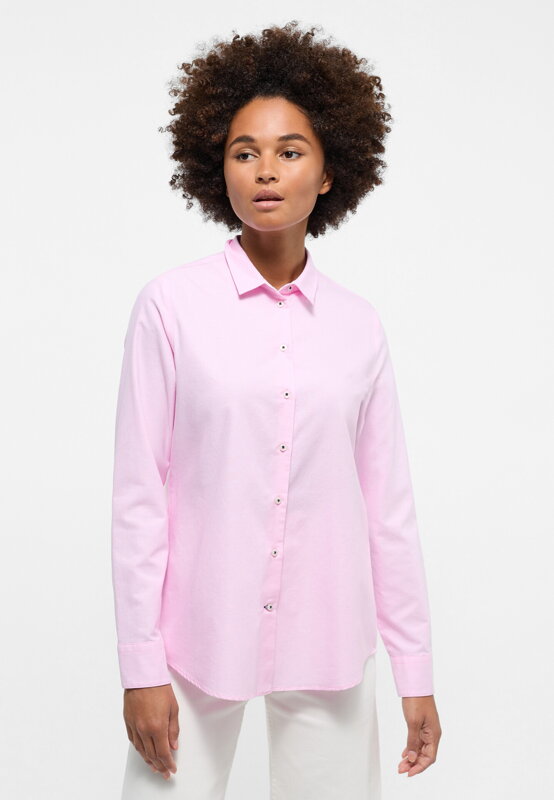 Dámska košeľa ETERNA Regular Oxford růžová s kontrastom Easy Iron