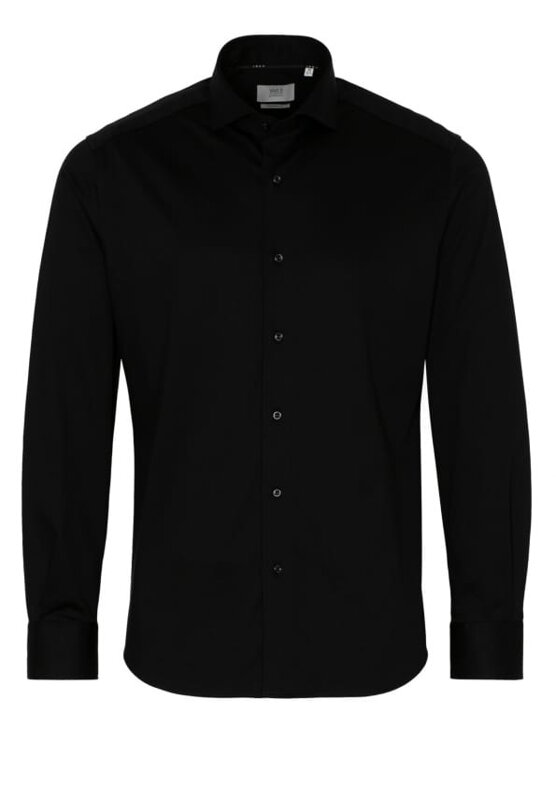 1863 BY ETERNA Jersey luxusná pletená pánska košeľa čierna Modern Fit super soft Easy Care 1863 BY ETERNA Jersey luxusná pletená pánska košeľa čierna Modern Fit super soft Easy Care