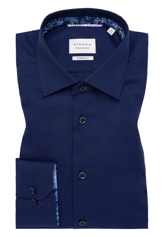ETERNA Slim fit Oxford tmavomodrá košeľa s kontrastom Non Iron