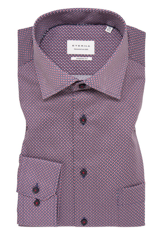 ETERNA Modern fit modrá károvaná košeľa s potlačou Non Iron ETERNA Modern fit modrá károvaná košeľa s potlačou Non Iron