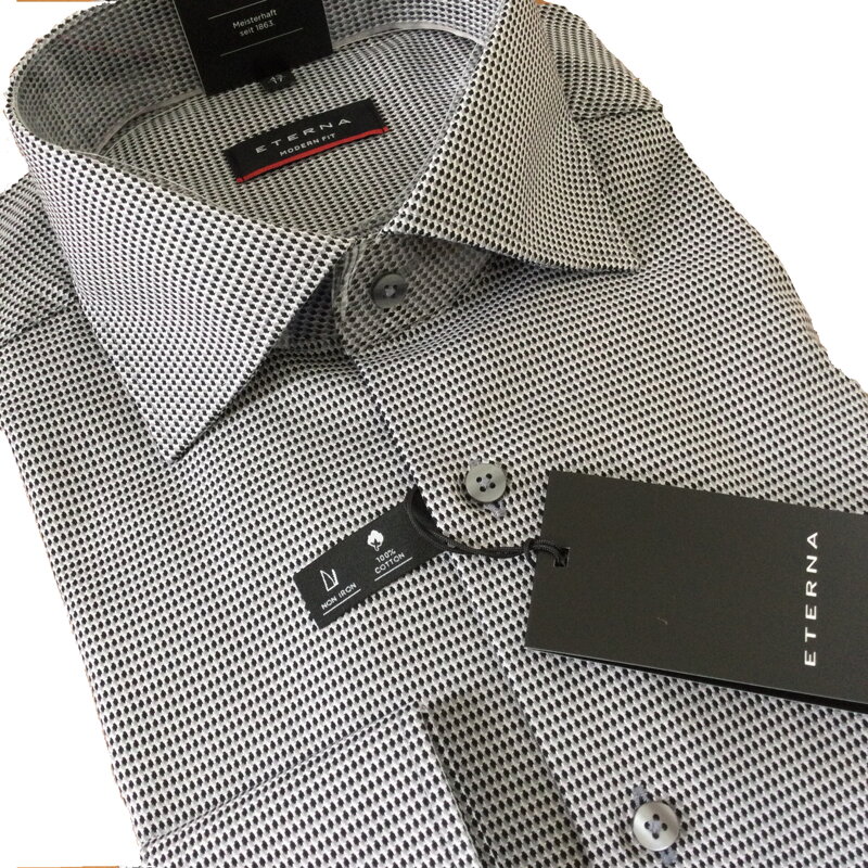 ETERNA Modern Fit pánska košeľa Panama čierno sivá Non Iron