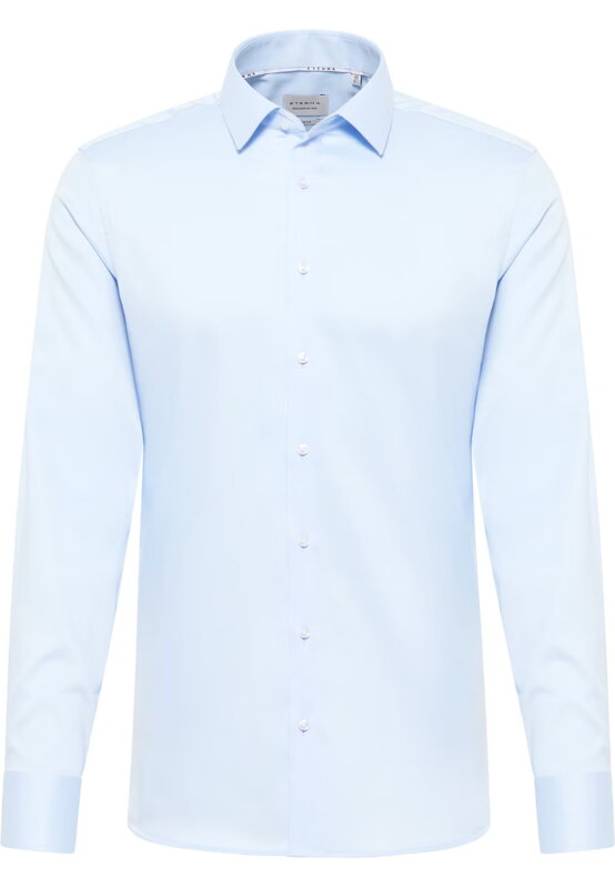 Luxusná pánska saténová košeľa ETERNA Slim fit svetlo modrá