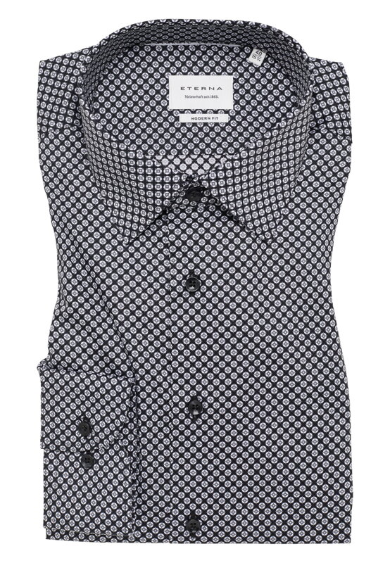 Vzorovaná nežehlivá čierno šedá košeľa ETERNA Modern fit Dynamic cotton Vzorovaná nežehlivá čierno šedá košeľa ETERNA Modern fit Dynamic cotton