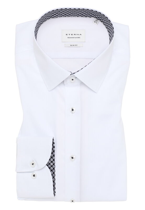 Luxusná pánska popelínová košeľa ETERNA Slim fit v bielej farbe Luxusná pánska popelínová košeľa ETERNA Slim fit v bielej farbe