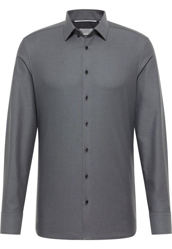 ETERNA Slim fit čierno sivá košeľa s jemnou štruktúrou Non Iron