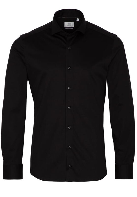 1863 BY ETERNA Jersey luxusná pletená pánska košeľa čierna Slim Fit super soft Easy Care 1863 BY ETERNA Jersey luxusná pletená pánska košeľa čierna Slim Fit super soft Easy Care