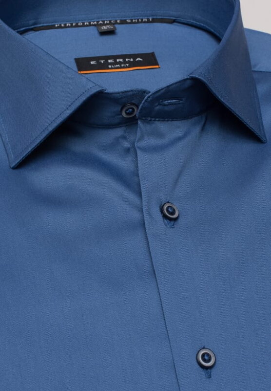 ETERNA Slim Fit pánska strečová košeľa stredne modrá Easy Care ETERNA Slim Fit pánska strečová košeľa stredne modrá Easy Care