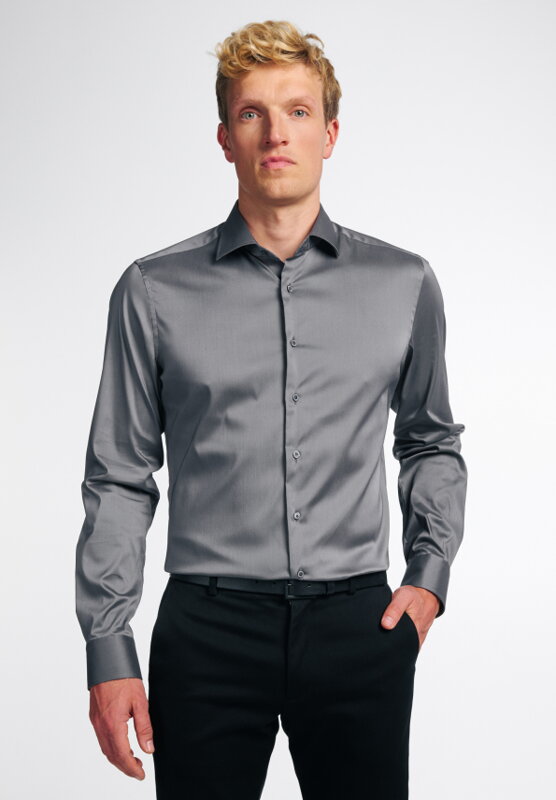 ETERNA Slim Fit pánska strečová košeľa formálna tmavo sivá Easy Care ETERNA Slim Fit pánska strečová košeľa formálna tmavo sivá Easy Care