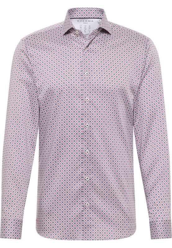 ETERNA Slim fit červeno modrá košeľa streč Performance Easy Iron