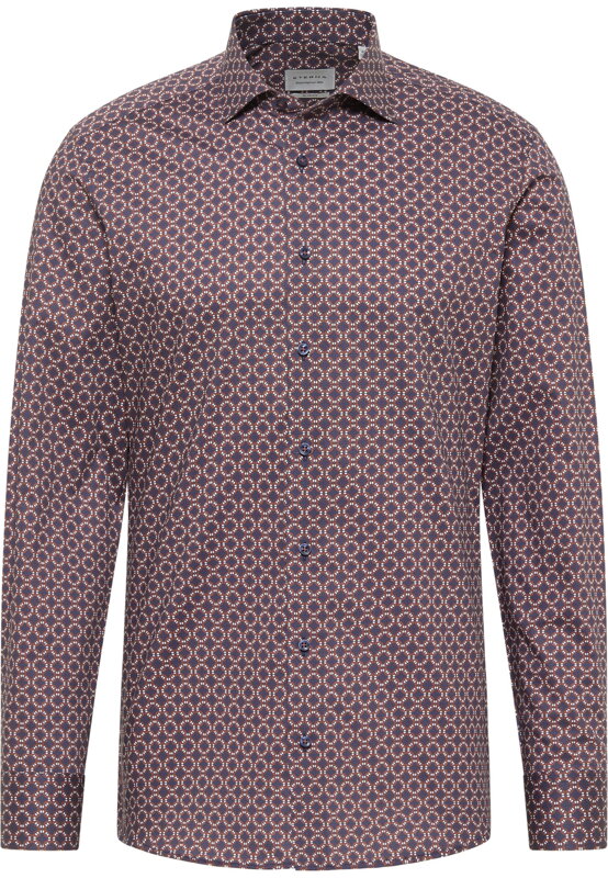 ETERNA Slim fit módna košeľa s potlačou červeno hnedý odtieň Non Iron
