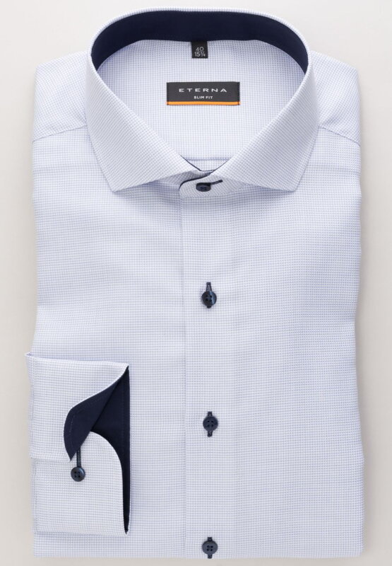 Pánska košeľa ETERNA Slim Fit svetlomodrá s navy kontrastom Non Iron